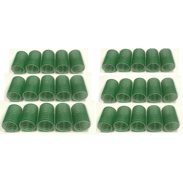 30 Count Diameter 1.4" Self Grip Non Slip Hair rollers for Medium Soft Curls darkGreen