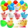 Govetom 8 PCS Jumbo Easter Eggs Filled with Wind Up Chicks & Plush Bunny Easter Basket Stuffers for Toddler Teens Boys Girls Easter Egg Hunt Filling Treats Easter Basket Stuffers Easter Party Favor