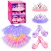 BIBUTY Kids Princess Dress Up Clothes for Little Girls, Pretend Play & Dress Up Costume Set for 3-6 Toddler Little Girls (Rainbow/Purple)