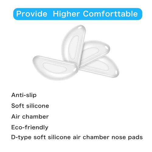Festful Eyeglass Nose Pads,20 Pairs of Silicone Nose Pads for Glasses,Anti-Slip Soft Nose Pads for Plastic Frames (Clear/2mm)