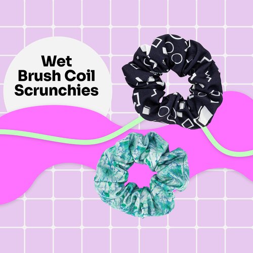Wet Brush Coil Hair Scrunchies for Women & Girls - 2 Count, Teal & Black - Suitable for All Hair Types - Pain-Free Hair Accessories Perfect for Long Lasting Braids, Ponytails and More