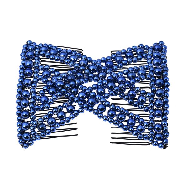 Lovef 6 Colors Easy Stretch Hair Comb Magic Hand-beaded Hair Styling Combs Clips for Lady (Blue)