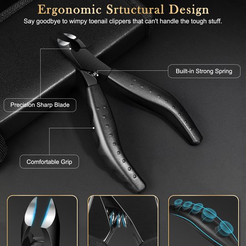 Toenail Clippers for Thick & Ingrown Nails, Professional Nail Clipper Set with Pedicure Tool, Super Sharp Fingernail Cutter with Catcher, Podiatrist Toe Nail Clippers Kit for Seniors, Men & Women