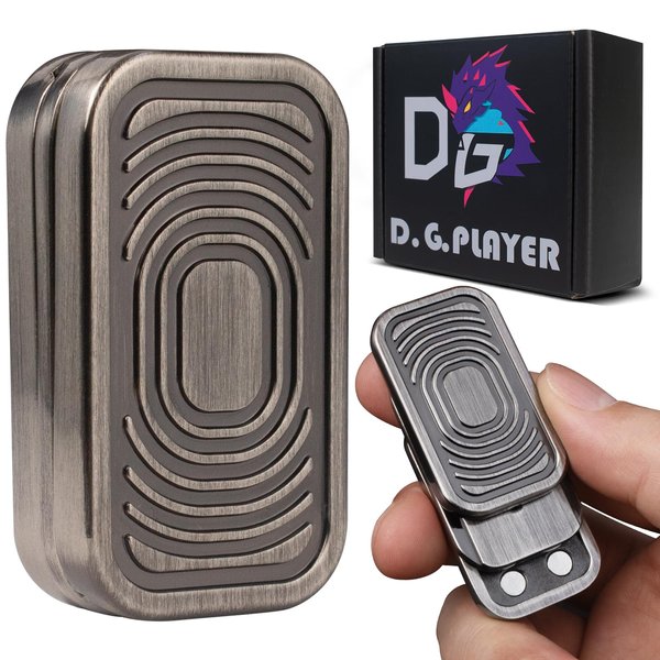 D.G.PLAYER Triple Fidget Slider, Magnetic Metal Fidget Toys Adults Anxiety EDC Toys Cool Gadgets Sensory Toys for Relieve Stress, Tension, Anxiety (Silver-Grey)