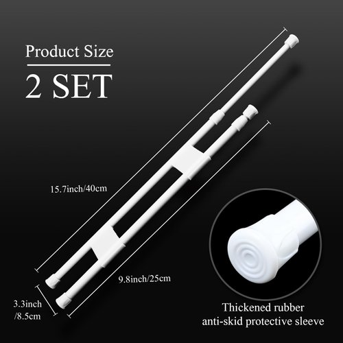 Zubebe Double RV Refrigerator Bar Adjustable RV Fridge Accessorie RV Refrigerator Bars Tension Rods, Fridge Bars for Holding Food Drinks in Place(White, 9.8-15.7 Inch)