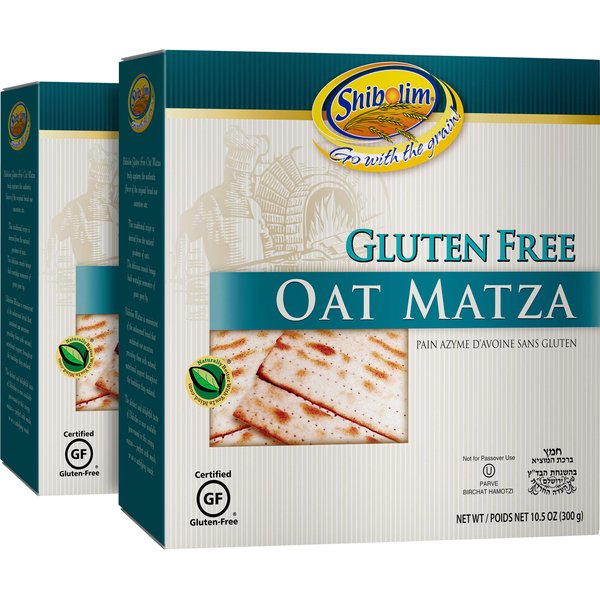 Shibolim Gluten Free Oat Matza 10.5oz (2 Pack) Made with Whole Grain Oats | Gluten free Oat Matzo Crackers | Crisp & Tasty | Kosher & Hamotzi