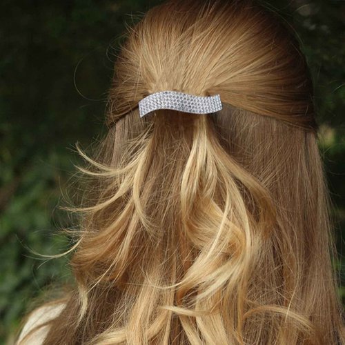 Allereyae Vintage Crystal Hair Clip Barrette CZ Rhinestone Hair Barrette Clip Silver Shiny Wedding Headpieces Crystal French Head Clip Decorative Headwear Bride Hair Accessories for Women and Girls