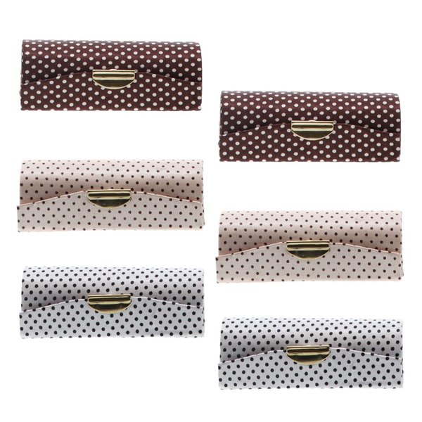 Motique Accessories Brown & White & Champagne Polka Dot Lipstick Case With Mirror Set of 6