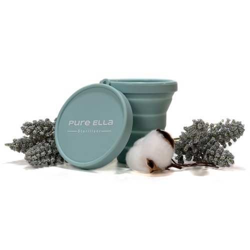 Pure Ella Menstrual Cup Sterilizer - Microwave Safe, Collapsible and BPA Free Silicone Period Cup Cleaner - Ecofriendly Feminine Hygiene