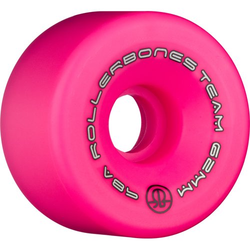 Rollerbones Team Logo Recreational Roller Skate Wheels (Set of 8), Pink, 62mm