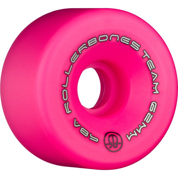 Rollerbones Team Logo Recreational Roller Skate Wheels (Set of 8), Pink, 62mm
