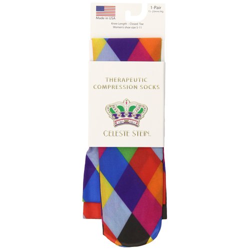 Celeste Stein Therapeutic Compression Socks, Mini Harlequin, 15-20 mmhg, 1-pair