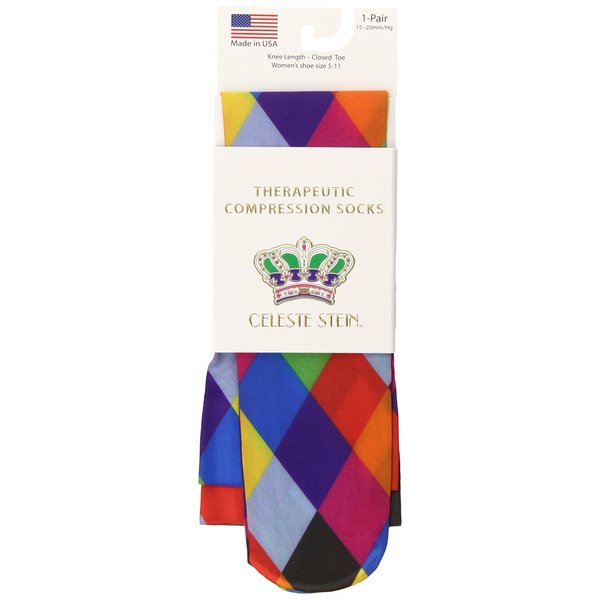 Celeste Stein Therapeutic Compression Socks, Mini Harlequin, 15-20 mmhg, 1-pair
