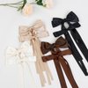 8PCS Silky Satin Hair Bows Hair Ribbon Hair Clips for Women Girls, Black Bow for Hair Long Ribbon Bow Hair Clips Bowknot Hair Accessories for Women Birthday Gifts
