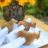 Mahogany Wood Animal Napkin Rings - Set of Six