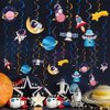Outer Space Party Decorations Set, Space Birthday Party Supplies for Boys Kids Solar System Hanging Swirls, Astronaut Banner