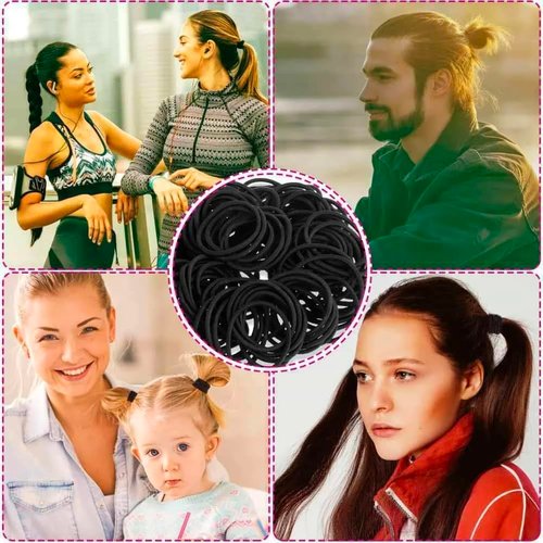 100 Pcs Black Hair Ties, elastic Hair Ties No Damage Ponytail Holder，for Thick and Curly Hair Hair Elastic Band，for Women or Men, Hair Elastics and Ties, Hair Accessories