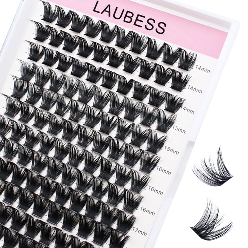 LAUBESS Individual Lashes, 120pcs Mink Fur False Eyelash, DIY Lash Extension Kit, Soft & Fluffy, Curl C & D, 0.05-0.10 Thickness, 9-18mm Length, Cruelty Free, Black