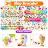 48PCS Art Party Favors 24PCS Tattoos 24PCS Slap Bracelets Wristbands Themed Birthdays Party Supplies Decorations Decor Artistry Painting Creativity Pattern Girls Boys Gifts Classroom Prize Reward