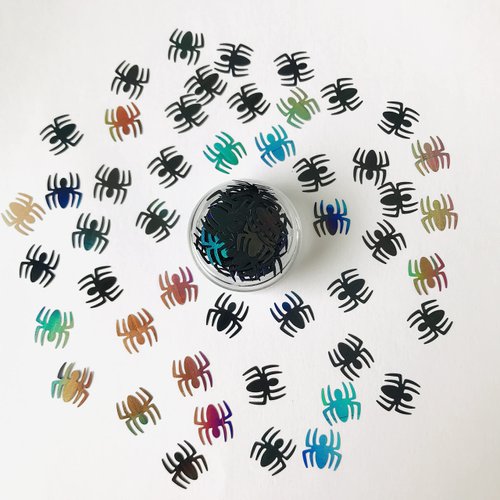 10 Grams/Pack - 8mm Black Spider Shape Sequins Glitter Halloween Festival Rave Beauty Makeup Face Body Nail Art Decoration LB1000