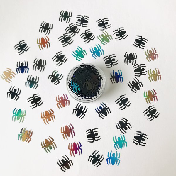 10 Grams/Pack - 8mm Black Spider Shape Sequins Glitter Halloween Festival Rave Beauty Makeup Face Body Nail Art Decoration LB1000