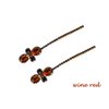 2PCS Women Lady Vintage Imitation Crystal Rhinestone Alloy Barrettes Side Clip Hairpin Hair Clip Bobby Pins Hair Accessories for Wedding Bridal (Wine red )