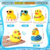 Honoson 24 Pcs Summer Beach Rubber Duckies Bulk Mini Rubber Duck Bath Toys Float Bathtub Ducky Cute Squeaky Rubber Ducky for Classroom Carnival Summer Birthday Baby Shower Party Favor