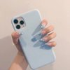 IMSOHOT Coffin Press on Nails Medium Blue Gradient Fake Nails Glossy Sky Cloud False Nails with Designs Cute Glue on Nails Full Cover Acrylic Ballerina Nails for Women 24Pcs