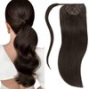 Lacerhair Wrap Around Ponytail Extension Human Hair for Black Women 16 Inch Human Hair Ponytail Hair Extensions Silky Straight One Piece Pony Tails Extensions Human Hair 80g