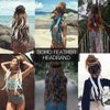 GORTIN Boho Feather Headband Hippie Headpiece Black Gypsy Costume Headdress Bohemian Headbands Indian Festival Feather Headwear Hair Accessory for Women and Girls (A-Blue+Brown)