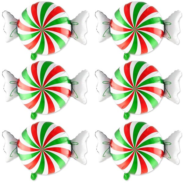 6 Pcs Candy Balloons, Red Green Candyland Balloons Christmas Foil Balloons for Christmas Balloons Decorations