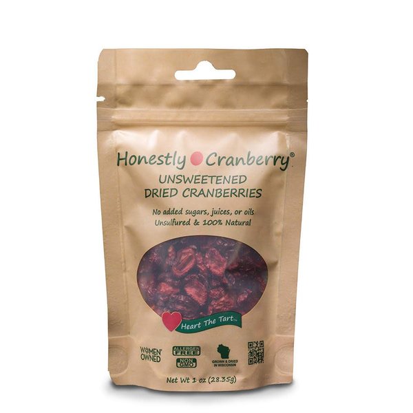 Honestly Cranberry - Unsweetened Dried Cranberries - No Added Sugars, Juices, or Oils - Non-GMO - Wisconsin Grown (1 oz)