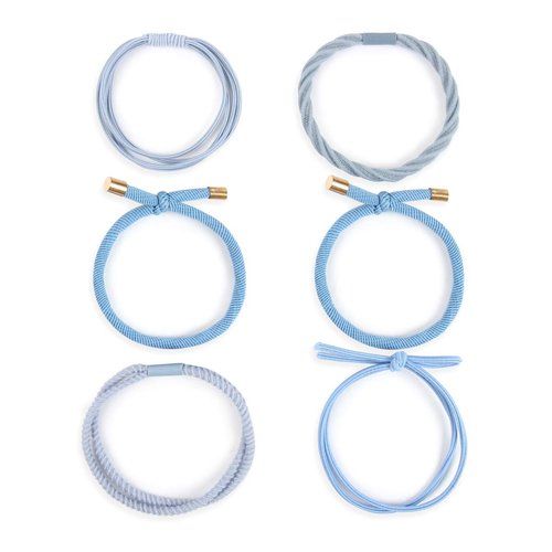 RIAH FASHION Telephone Cord Coiled Elastic Infinity Hair Tie Set - Invisible Traceless Stretch Spiral Ponytail Tube Ring (Bow Mix 6 Set - Purple)