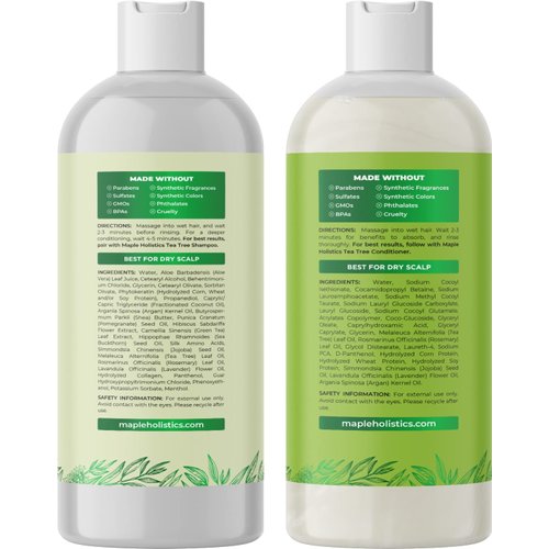 Tea Tree Shampoo and Conditioner Set - Sulfate Free Shampoo and Conditioner for Dry Damaged Hair and Scalp Care - Pure Tea Tree Oil Shampoo and Conditioner Set Dry Scalp Treatment for Women and Men