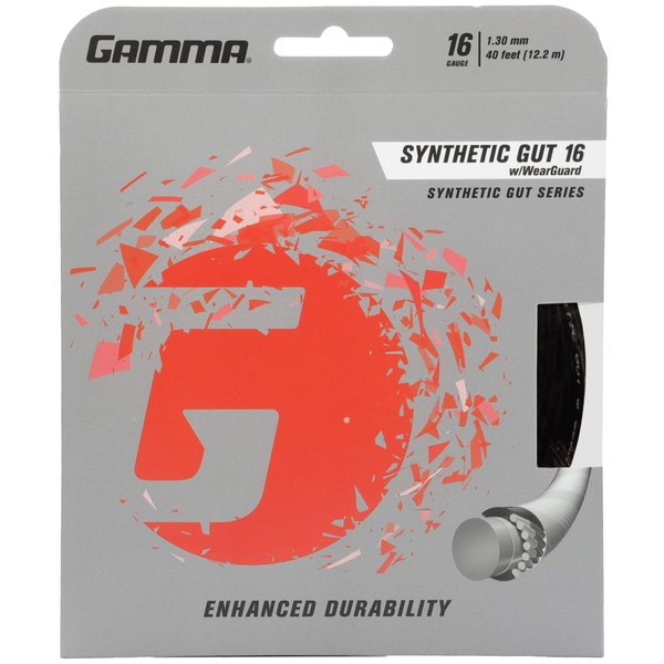 Gamma Sports 16g Synthetic Gut with Wearguard Tennis String Set, 40', Black