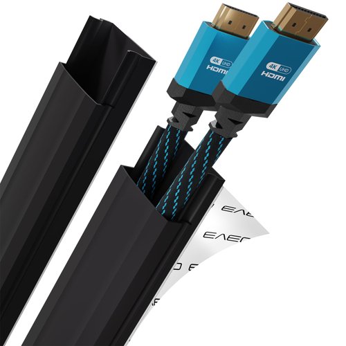 EVEO TV Cord Hider - 34" Cable Management Cord Cover Wall Wire Hider | Wire Covers for Cords, Cable Concealer, Cable Raceways, TV Cable Hider Wall Kit, Wall Mounted TV Cable 2X(L17 W0.95 H0.5)- Black