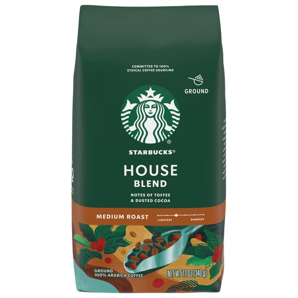 Starbucks Decaf Ground Coffee, House Blend, 12 OZ (Pack - 1)
