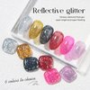 Conaumy Glitter Gel Nail Polish Set, 6 Colors Reflective Gel Polish Kit, Sparkle Holographic Diamond Silver Gold Black Red Rose Pink Purple Soak Off UV Nail Polish 13ml Valentine's Day Gift