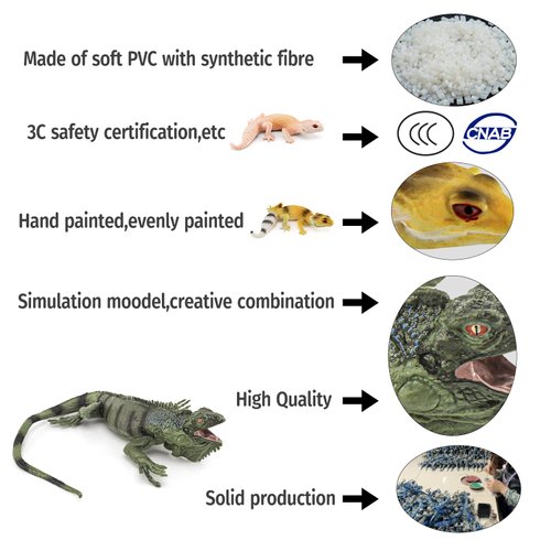 Atralo Service Wildlife Reptile Lizard Animal Model Toy Playsets 4 PCS Lizards Figure Party Favors Toys Cake Toppers Christmas Birthday Gift for Boys Girls Kids Toddlers