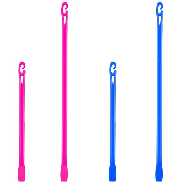 Yilloog 4 Pcs Hair Curlers - Spiral Curls Hook Set (13.8 Inch & 22 Inch) for Heatless Long Wave Styling (Blue, Rose Red)