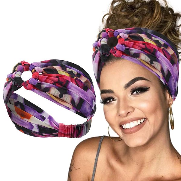 GORTIN Boho Headbands Knotted Head Bands Flower Turban Head Wraps Stretchy Hair Bands Yoga Headband Workout Sweatbands Fashion non-slip Head Scarf Hair Accessory for Women and Girls (A-Tye die)