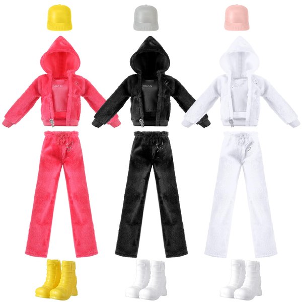 Geyoga 3 Set 12 Pcs Christmas Doll Clothes and Accessories Winter 12 Inch Doll Suit Doll Pants Shoes Sweater Outfits, Dolls are Not Included(Casual)
