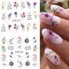 12 Sheets Flower Nail Art Stickers Spring Summer Nail Stickers Water Transfer Nail Art Supplies Lily Orchid Butterfly Small Flower Spring Nail Decals for Women Nail Art Decoration