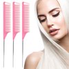 10Packs Rat Tail Combs Hair Clips Set，3Pcs Rat Tail Comb，Parting Comb and 7Pcs Alligator Styling Sectioning Clips of Professional Hair Salon Quality(Pink)