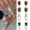 10Pcs 3D Nail Charms Emerald Crystal Nail Rhinestones and Gems Gold Luxury Metal Nail Jewels Sparkling Alloy Nail Charms for Acrylic Nail Supplies Silver Nail Art Charms for Women DIY Nail Accessories