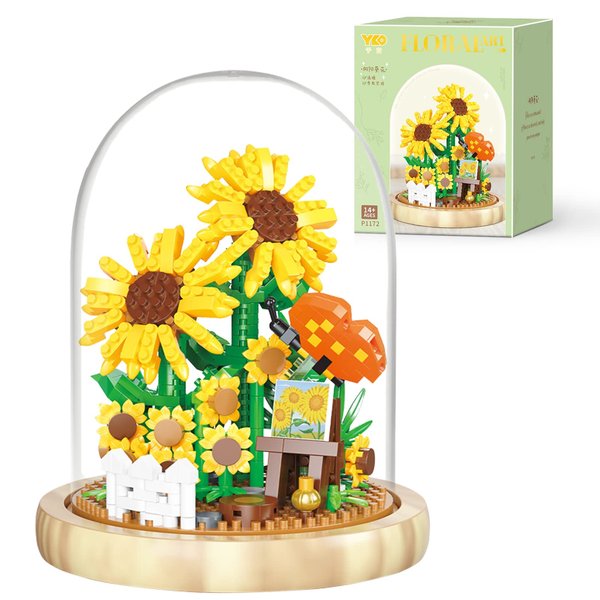 OLTLYUNH Flowers Bouquet Building Blocks Set,Mini Bricks Artificial Flower Set,DIY Sunflower Botanical Collection,Bonsai Tree Friends Set,Valentine's Anniversaries Birthday Gift for Girls Adults Women