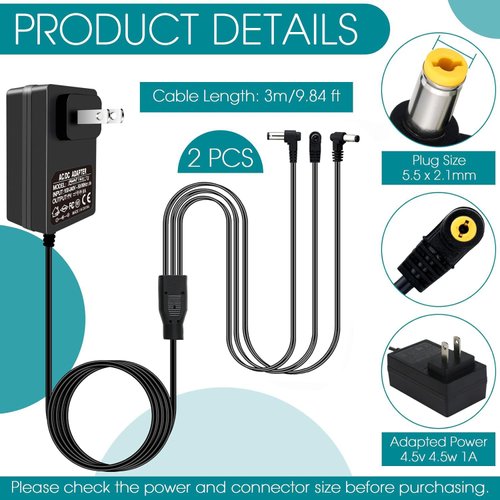 2 Pcs 4.5V Lemax Power Adapter with 3 Output Jacks Compatible with Lemax Lighted Accessory 94566 94563 94564 94565 74295 74269 84428 Christmas Halloween Village Lights Micro Lighting Building Decor