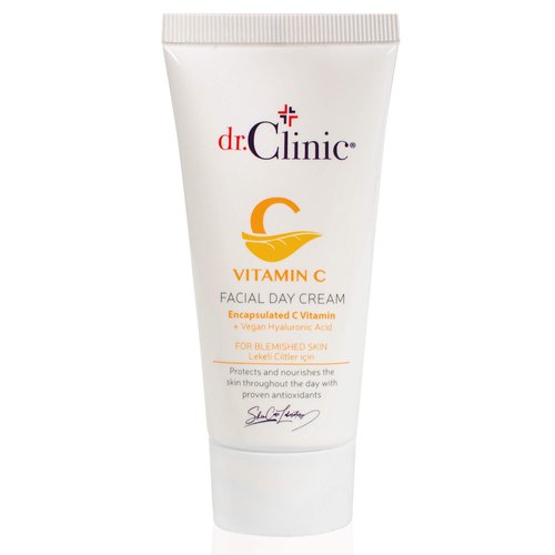 dr.Clinic Vitamin C Facial Day Cream | Moisturizer for Dry Skins | Anti-Aging Skin Cream for Dark Spots and Wrinkles | Acne Spot Treatment All Skin Types | Hyaluronic Acid, Argan Oil, 1.69Fl.Oz