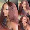 Reddish Brown Yaki Straight Bundles Color #33 Human Hair Bundles Red Brown Kinky Straight Hair Double Weft Brazilian Remy Hair Extensions Soft and Silky for Black Women (24 26 28 Inch 3 Bundles)