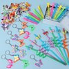 KELENO 98 Butterfly Party Favors Fairy Birthday Party Supplies for Girls Kid Straw Bubble Wand Slap Bracelet Keychain Sticker Toy Gift Prize Goodie Bag Stuffer Butterfly Decorations Girl Party Favors